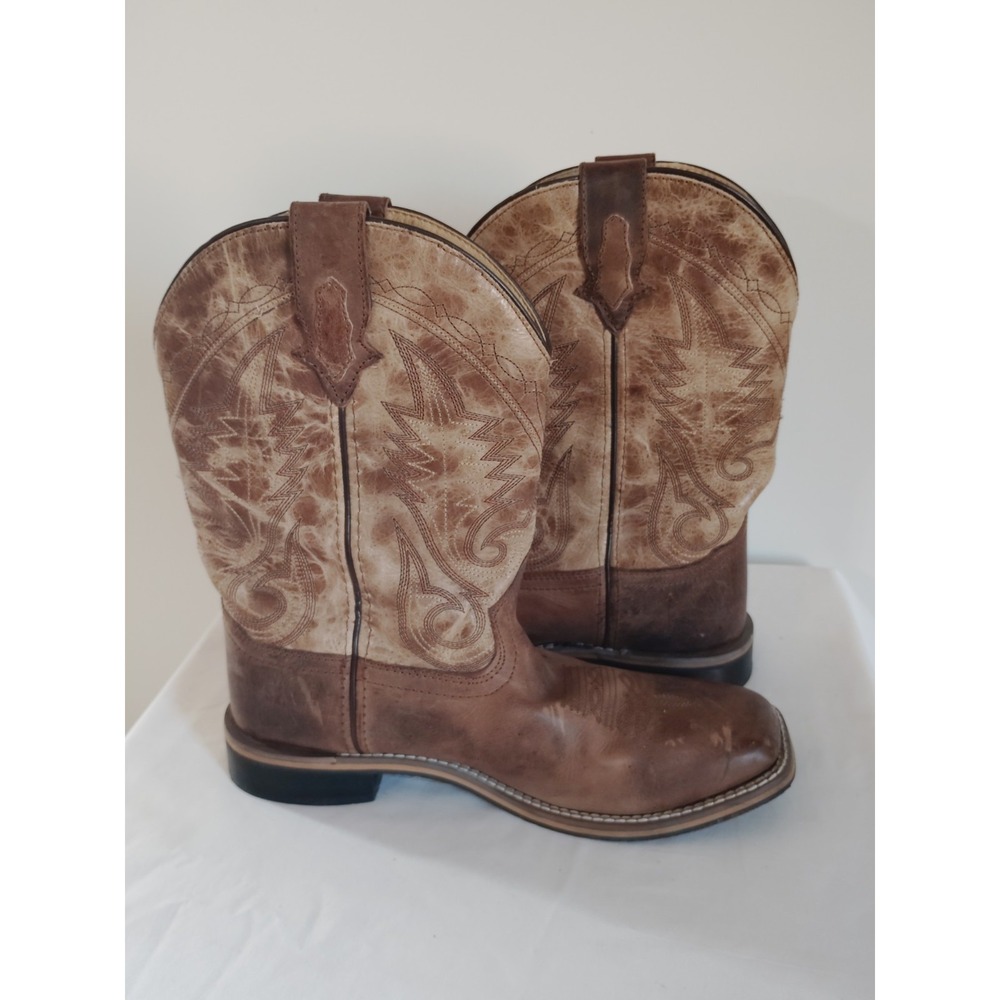 Smoky Mountain 6224 Brown Leather Square Toe Western Rodeo Cowboy Boots Men 9.5